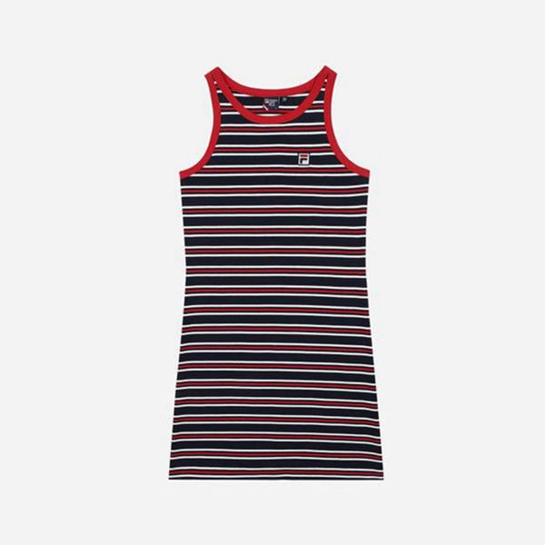 Fila Striped Women's Dresses - Navy/Red,NZ 284-82506